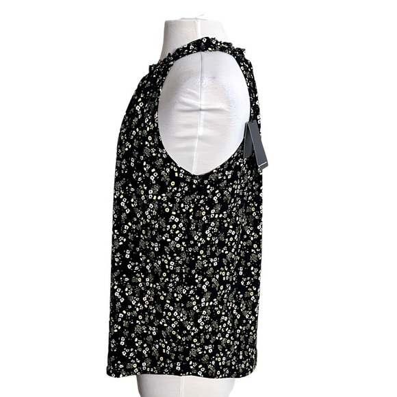Adrianna Papell Black Floral Sleeveless Chiffon Blouse Halter Keyhole Top NWT M - Picture 7 of 11